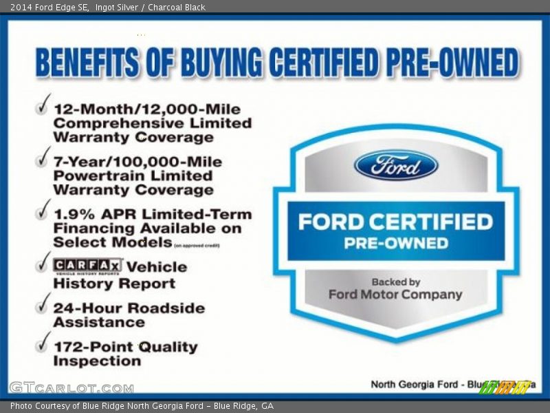 Ingot Silver / Charcoal Black 2014 Ford Edge SE