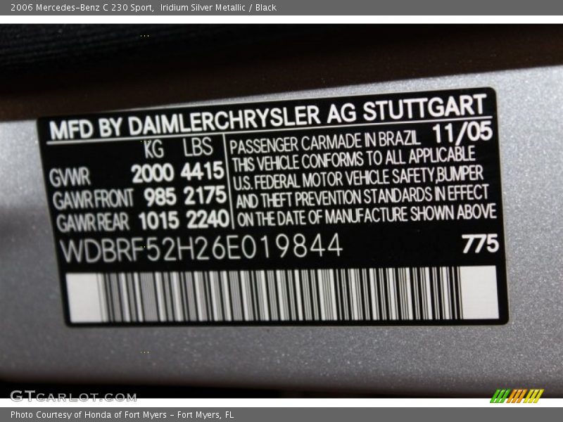 Iridium Silver Metallic / Black 2006 Mercedes-Benz C 230 Sport