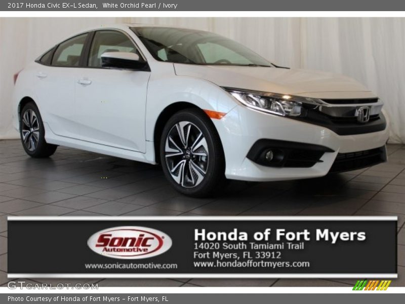 White Orchid Pearl / Ivory 2017 Honda Civic EX-L Sedan