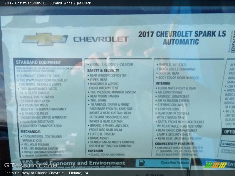 Summit White / Jet Black 2017 Chevrolet Spark LS