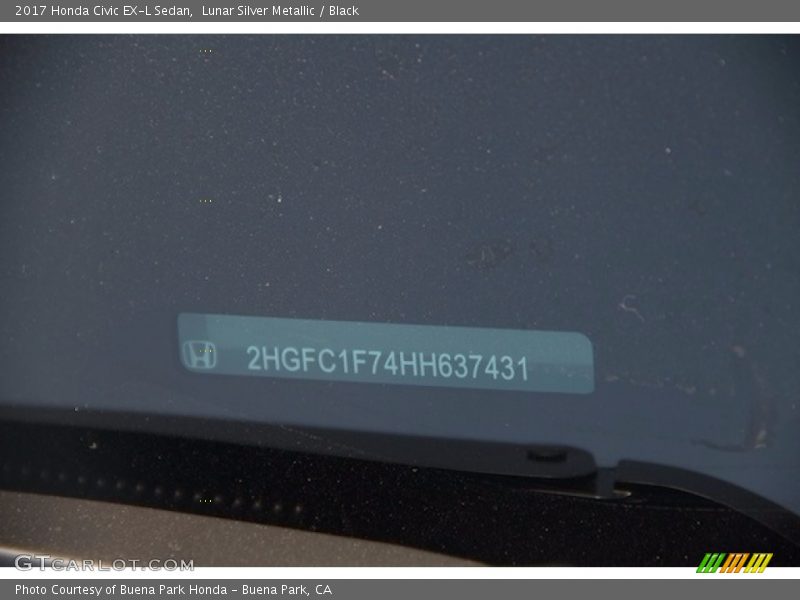 Lunar Silver Metallic / Black 2017 Honda Civic EX-L Sedan