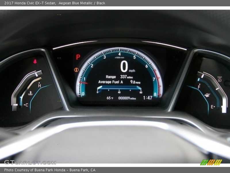 Aegean Blue Metallic / Black 2017 Honda Civic EX-T Sedan