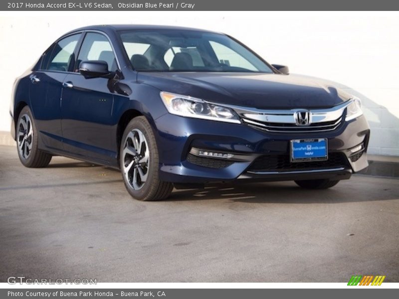 Obsidian Blue Pearl / Gray 2017 Honda Accord EX-L V6 Sedan