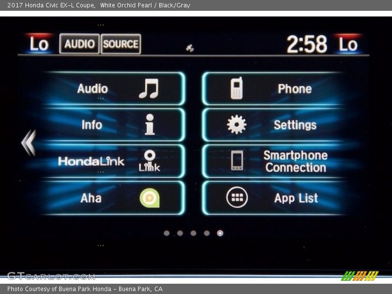 White Orchid Pearl / Black/Gray 2017 Honda Civic EX-L Coupe