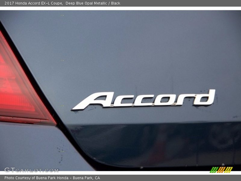 Deep Blue Opal Metallic / Black 2017 Honda Accord EX-L Coupe