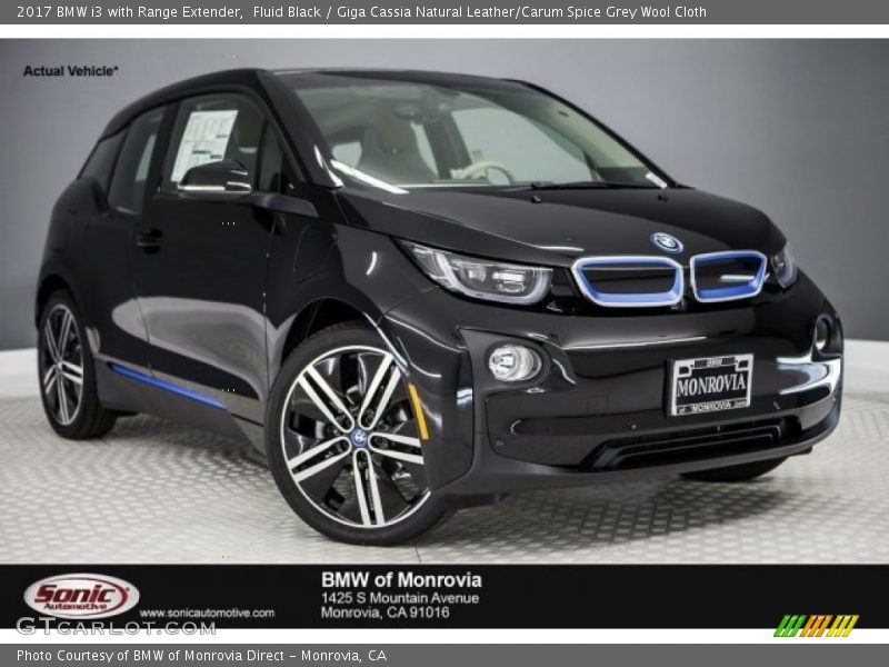 Fluid Black / Giga Cassia Natural Leather/Carum Spice Grey Wool Cloth 2017 BMW i3 with Range Extender