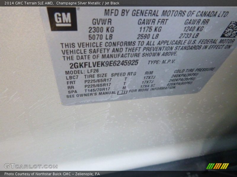 Champagne Silver Metallic / Jet Black 2014 GMC Terrain SLE AWD