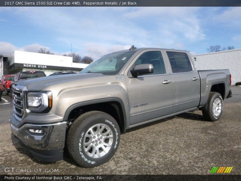 Pepperdust Metallic / Jet Black 2017 GMC Sierra 1500 SLE Crew Cab 4WD