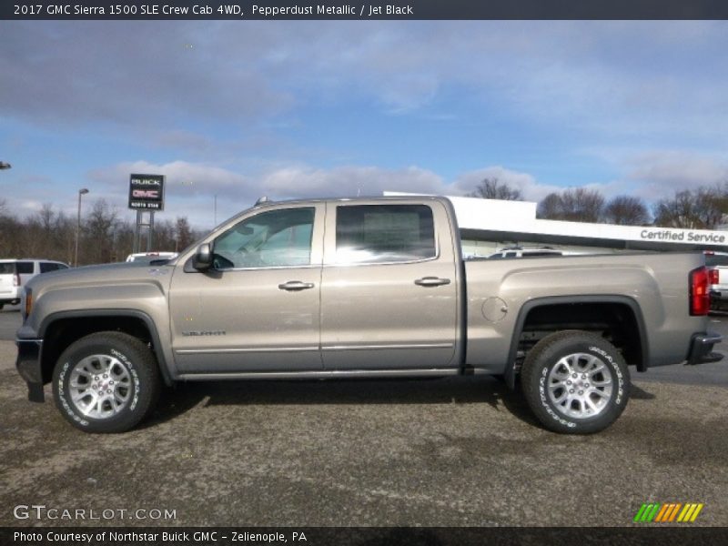 Pepperdust Metallic / Jet Black 2017 GMC Sierra 1500 SLE Crew Cab 4WD