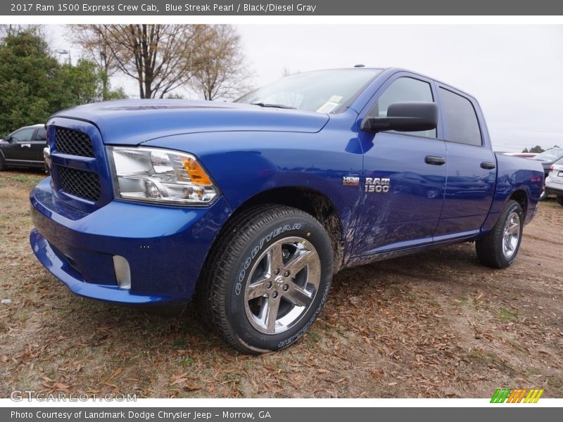 Blue Streak Pearl / Black/Diesel Gray 2017 Ram 1500 Express Crew Cab
