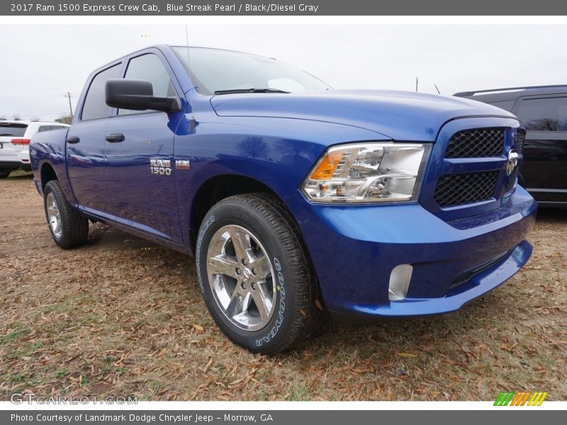 Blue Streak Pearl / Black/Diesel Gray 2017 Ram 1500 Express Crew Cab