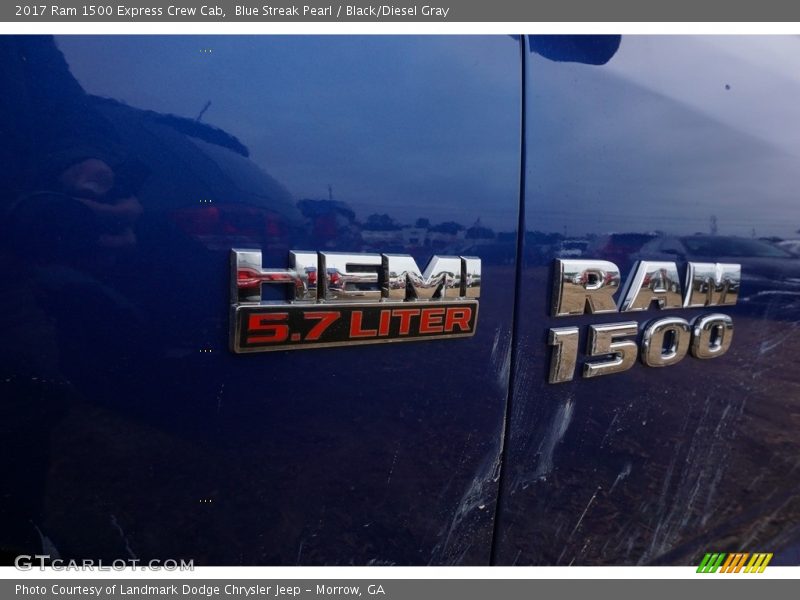 Blue Streak Pearl / Black/Diesel Gray 2017 Ram 1500 Express Crew Cab