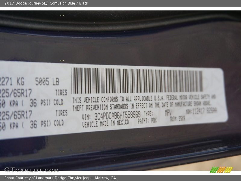Contusion Blue / Black 2017 Dodge Journey SE