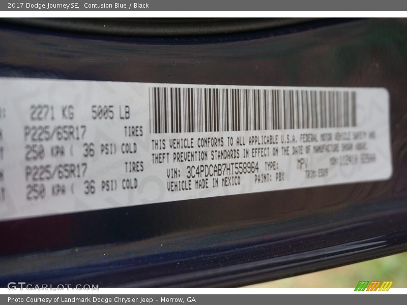 Contusion Blue / Black 2017 Dodge Journey SE
