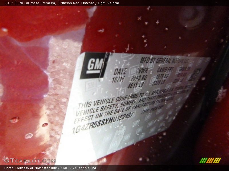 Crimson Red Tintcoat / Light Neutral 2017 Buick LaCrosse Premium