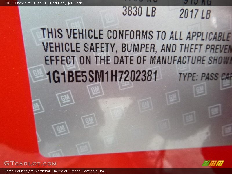 Red Hot / Jet Black 2017 Chevrolet Cruze LT