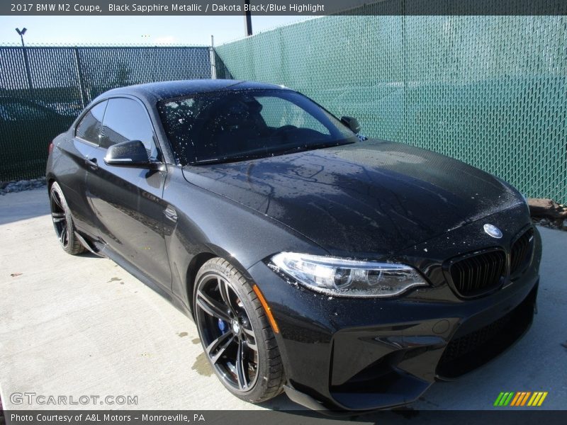 Black Sapphire Metallic / Dakota Black/Blue Highlight 2017 BMW M2 Coupe