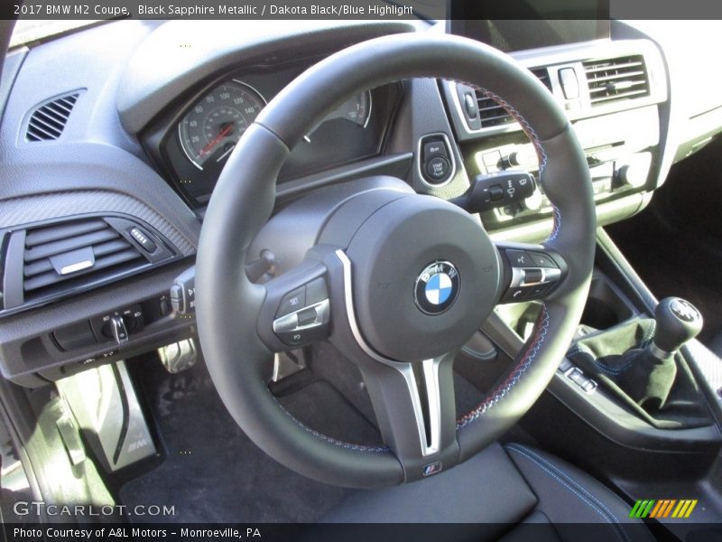 Black Sapphire Metallic / Dakota Black/Blue Highlight 2017 BMW M2 Coupe