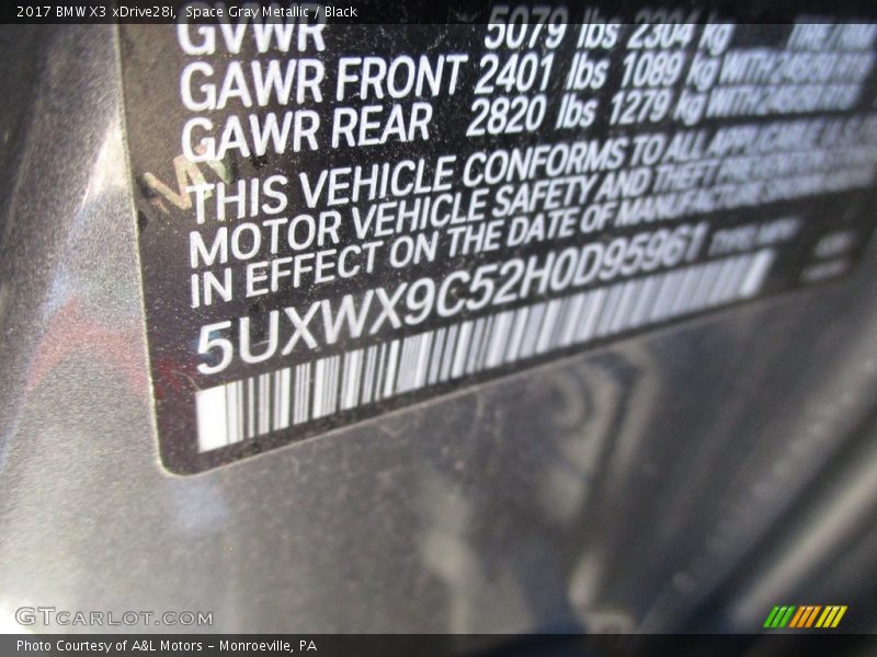 Space Gray Metallic / Black 2017 BMW X3 xDrive28i