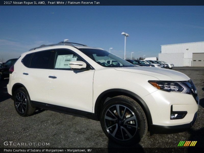 Pearl White / Platinum Reserve Tan 2017 Nissan Rogue SL AWD