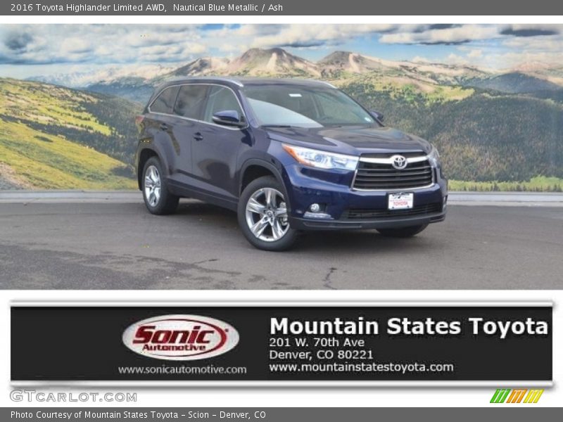 Nautical Blue Metallic / Ash 2016 Toyota Highlander Limited AWD