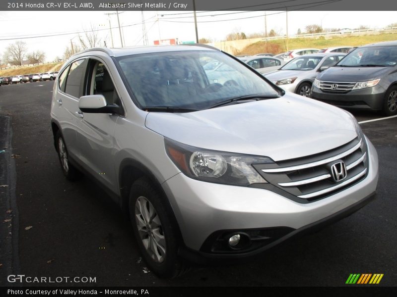 Alabaster Silver Metallic / Gray 2014 Honda CR-V EX-L AWD