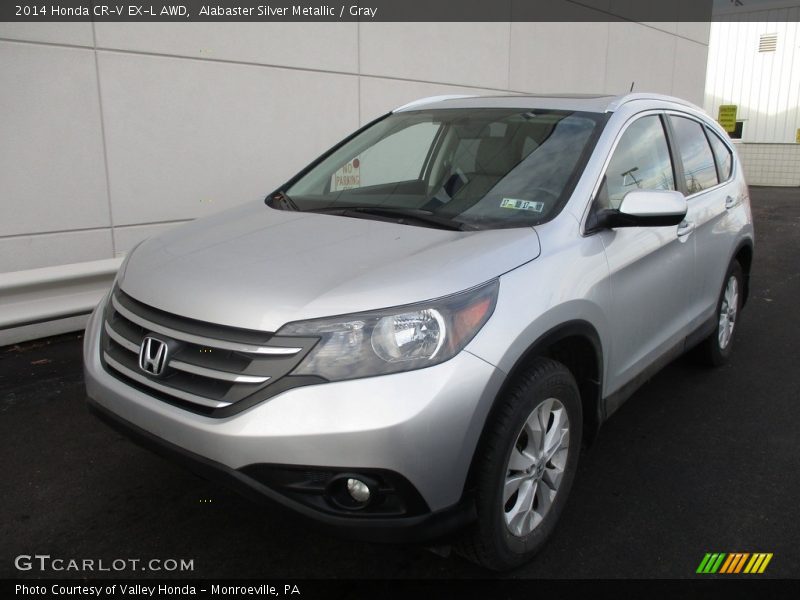 Alabaster Silver Metallic / Gray 2014 Honda CR-V EX-L AWD