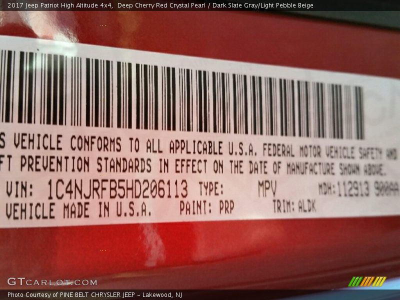 Deep Cherry Red Crystal Pearl / Dark Slate Gray/Light Pebble Beige 2017 Jeep Patriot High Altitude 4x4