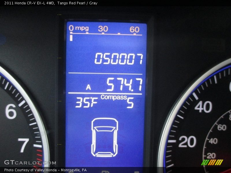Tango Red Pearl / Gray 2011 Honda CR-V EX-L 4WD