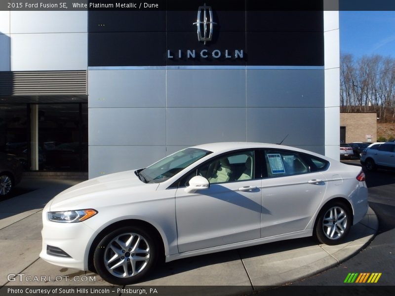 White Platinum Metallic / Dune 2015 Ford Fusion SE