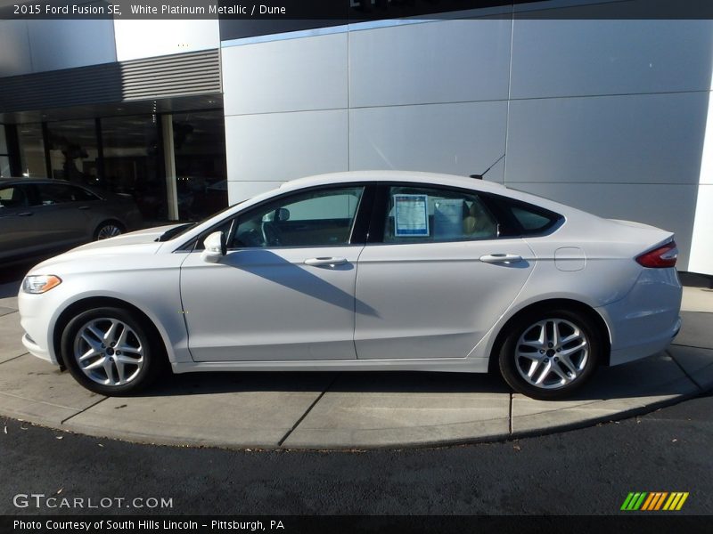 White Platinum Metallic / Dune 2015 Ford Fusion SE