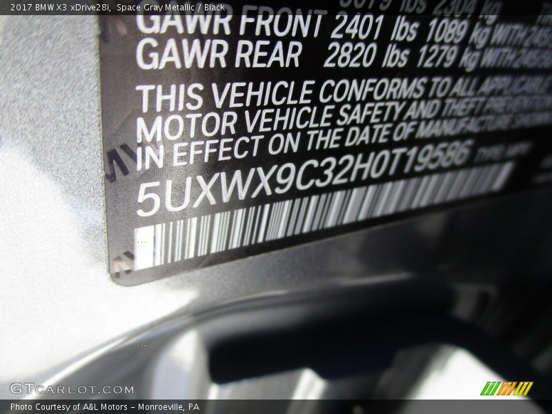 Space Gray Metallic / Black 2017 BMW X3 xDrive28i