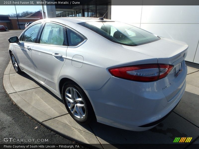White Platinum Metallic / Dune 2015 Ford Fusion SE