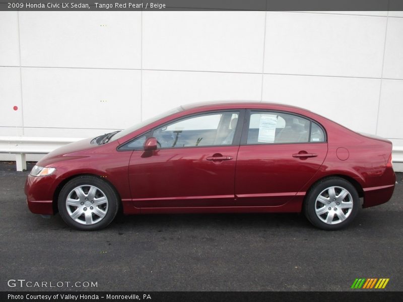 Tango Red Pearl / Beige 2009 Honda Civic LX Sedan