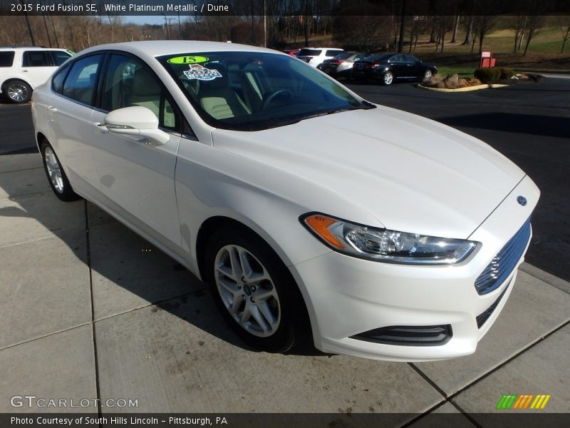 White Platinum Metallic / Dune 2015 Ford Fusion SE