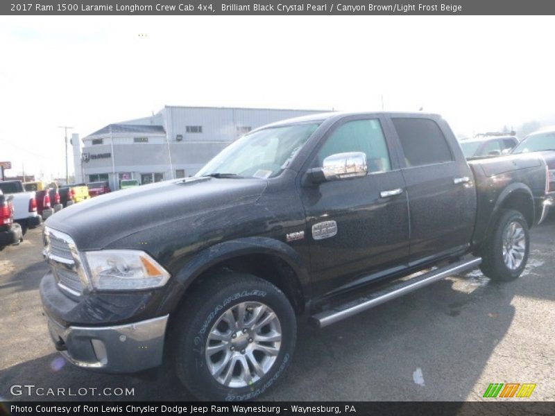 Brilliant Black Crystal Pearl / Canyon Brown/Light Frost Beige 2017 Ram 1500 Laramie Longhorn Crew Cab 4x4