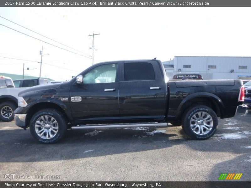 Brilliant Black Crystal Pearl / Canyon Brown/Light Frost Beige 2017 Ram 1500 Laramie Longhorn Crew Cab 4x4