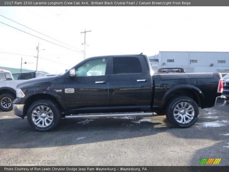 Brilliant Black Crystal Pearl / Canyon Brown/Light Frost Beige 2017 Ram 1500 Laramie Longhorn Crew Cab 4x4