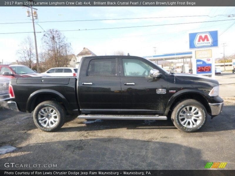 Brilliant Black Crystal Pearl / Canyon Brown/Light Frost Beige 2017 Ram 1500 Laramie Longhorn Crew Cab 4x4