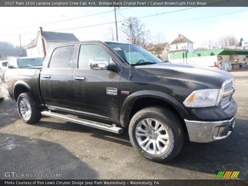 Brilliant Black Crystal Pearl / Canyon Brown/Light Frost Beige 2017 Ram 1500 Laramie Longhorn Crew Cab 4x4