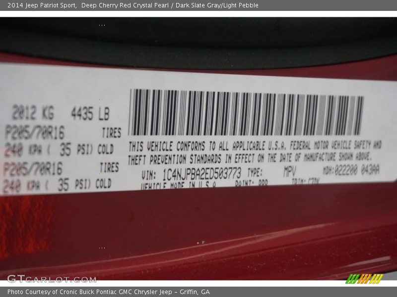 Deep Cherry Red Crystal Pearl / Dark Slate Gray/Light Pebble 2014 Jeep Patriot Sport
