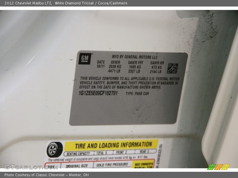White Diamond Tricoat / Cocoa/Cashmere 2012 Chevrolet Malibu LTZ