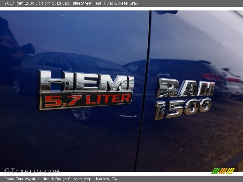 Blue Streak Pearl / Black/Diesel Gray 2017 Ram 1500 Big Horn Quad Cab