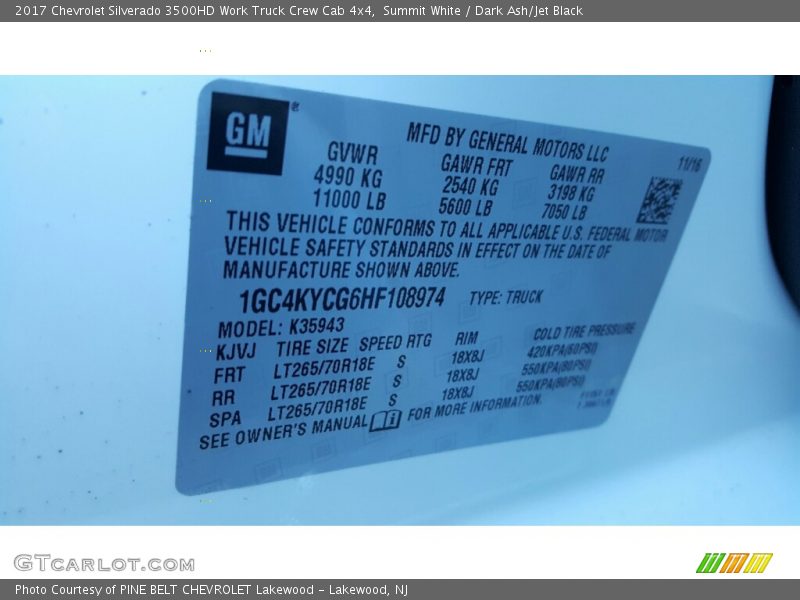 Summit White / Dark Ash/Jet Black 2017 Chevrolet Silverado 3500HD Work Truck Crew Cab 4x4