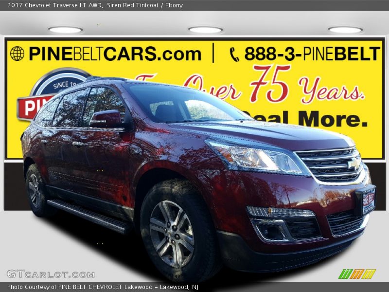 Siren Red Tintcoat / Ebony 2017 Chevrolet Traverse LT AWD