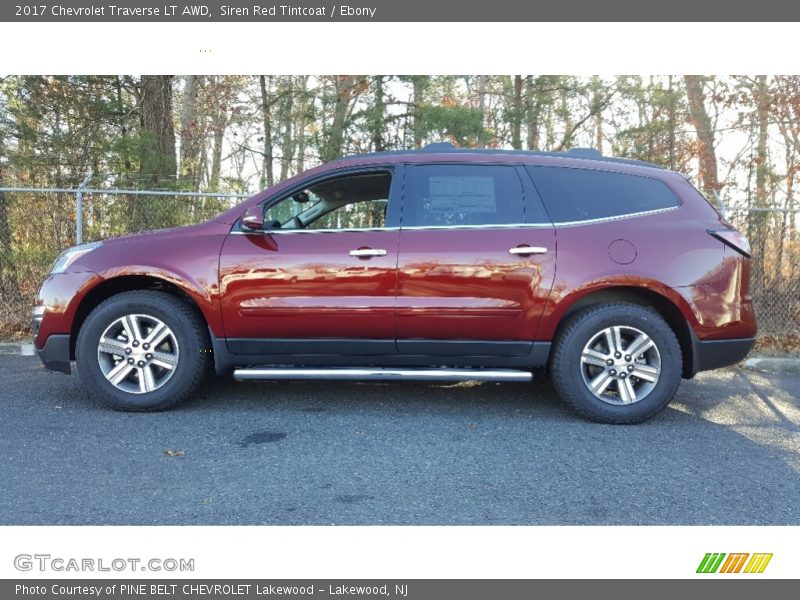 Siren Red Tintcoat / Ebony 2017 Chevrolet Traverse LT AWD
