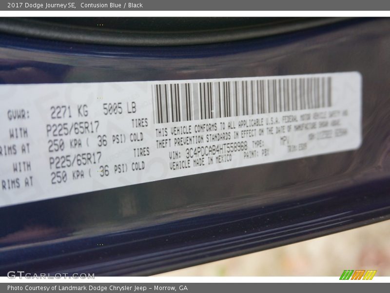 Contusion Blue / Black 2017 Dodge Journey SE