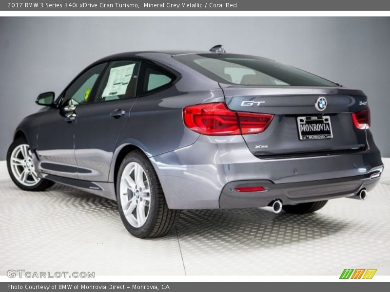 Mineral Grey Metallic / Coral Red 2017 BMW 3 Series 340i xDrive Gran Turismo