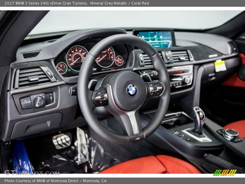 Mineral Grey Metallic / Coral Red 2017 BMW 3 Series 340i xDrive Gran Turismo