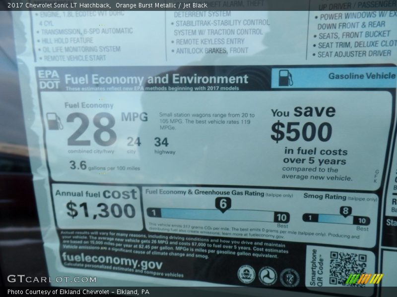  2017 Sonic LT Hatchback Window Sticker